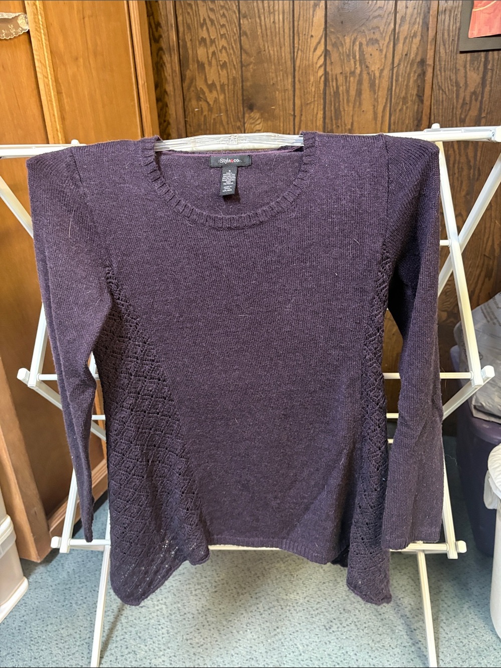 Style & Co. Dark Purple Knit Crewneck Sweater